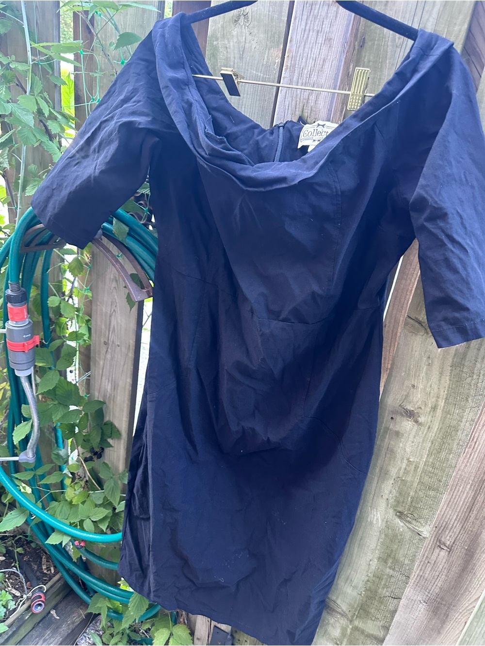 Collectif Navy Blue Off-Shoulder Midi Dress UK size 18: fits more like US 14